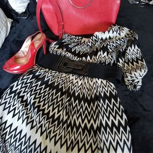 Blue Rain black n white dinner dress